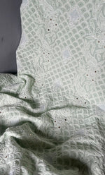 Load image into Gallery viewer, Women&#39;s Lakhnavi Handcrafted Unstitched Cotton Chikankari Suit Material - HONC0264449
