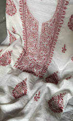 将图像加载到图库查看器中， Women's Lakhnavi Handcrafted Mul Chanderi Unstitched Kurta And Dupatta Set- HONC0295748