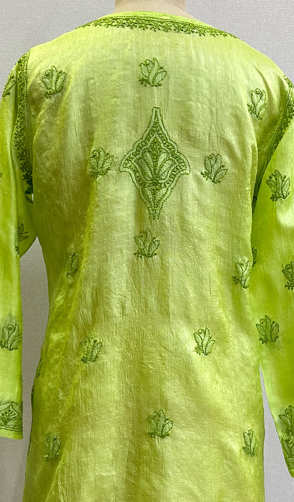 Women's Lakhnavi Handcrafted Silk Chikankari Top - HONC0176256