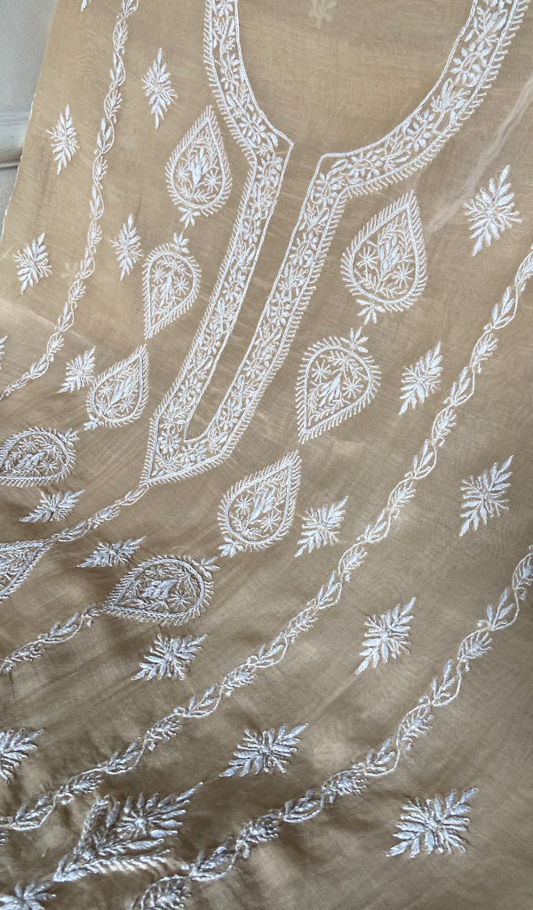 Aavya Women's Lakhnavi Handcrafted Mul Chanderi Unstitched Kurta And Dupatta Set- HONC0348673