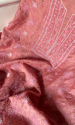 Load image into Gallery viewer, Women's Lakhnavi Handcrafted Unstitched Munga Silk Chikankari Kurta And Dupatta Set- HONC0280939