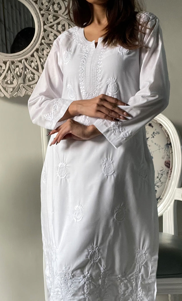 Women's Lucknowi Handcrafted Cotton Chikankari Kurti - HONC0330766