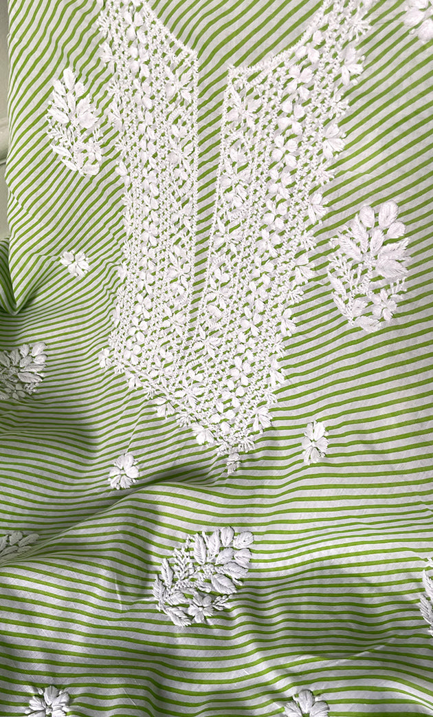 Shumaira Women's Lakhnavi Handcrafted Cotton Chikankari Unstitched Kurti Fabric - HONC0326386