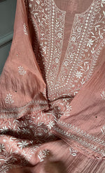 将图像加载到图库查看器中， Women's Lakhnavi Handcrafted Mul Chanderi Semi - Stitched Kurta And Dupatta Set - HONC0284761