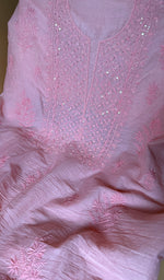 Load image into Gallery viewer, Pure Mul Chanderi Chikankari 3 Pc Unstitched Suit Set