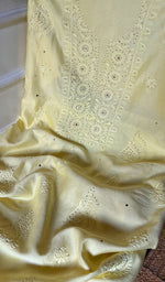 Load image into Gallery viewer, Women&#39;s Lakhnavi Handcrafted Mul Chanderi Chikankari Full Suit Material - HONC0282295
