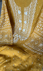 Load image into Gallery viewer, Women&#39;s Lakhnavi Handcrafted Tissue Chanderi Semi - Stitched Kurta And Dupatta Set - HONC0285732
