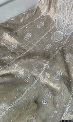 Load image into Gallery viewer, Women's Lakhnavi Handcrafted Tissue Chanderi Semi-Stitched Anarkali And Dupatta Set - HONC0331743