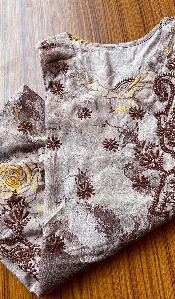 Women's Lakhnavi Handcrafted Cotton Chikankari Kurti - NC4112