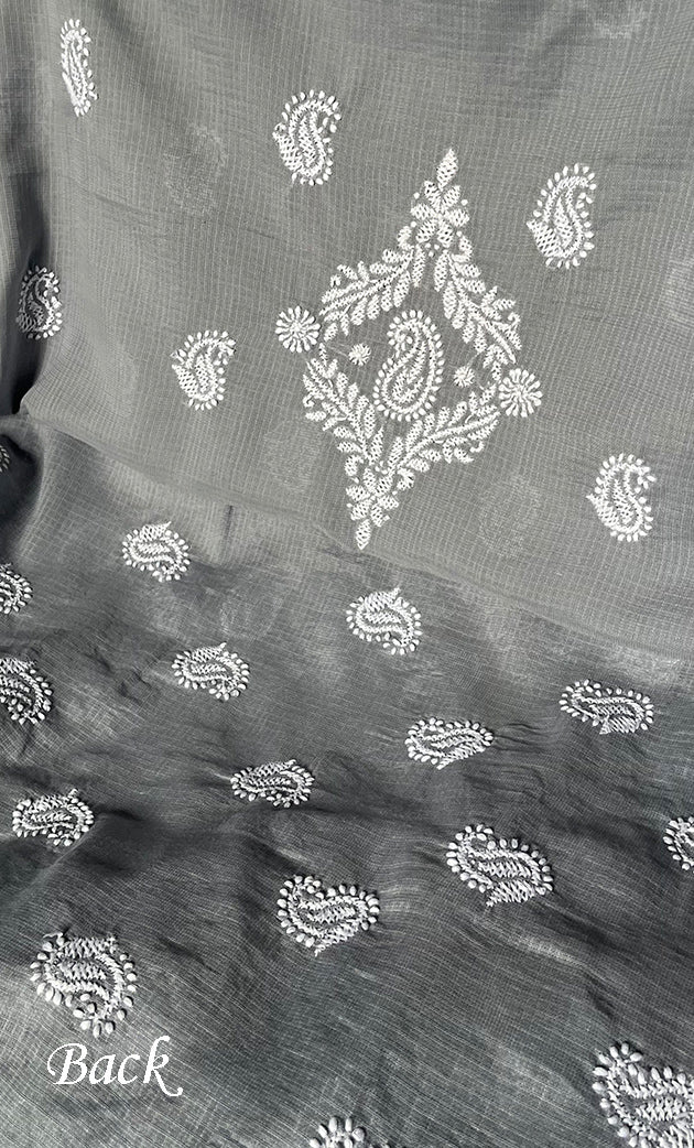 Women's Lakhnavi Handcrafted Kota Cotton Chikankari Unstitched Kurti Fabric - HONC0303998