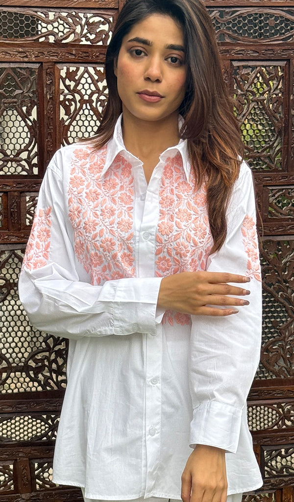 Shama Women's Lakhnavi Handcrafted Cotton Chikankari Kurta And Palazzo Set - HONC0267504