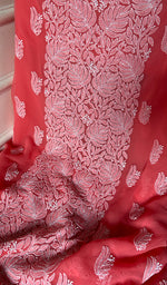 Load image into Gallery viewer, Women's Lucknowi Handcrafted Faux-Georgette Unstitched Chikankari Suit Material - HONC0348786