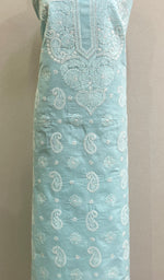 将图像加载到图库查看器中， Women's Lakhnavi Handcrafted Cotton Chikankari Unstitched Kurti Fabric - HONC0194861