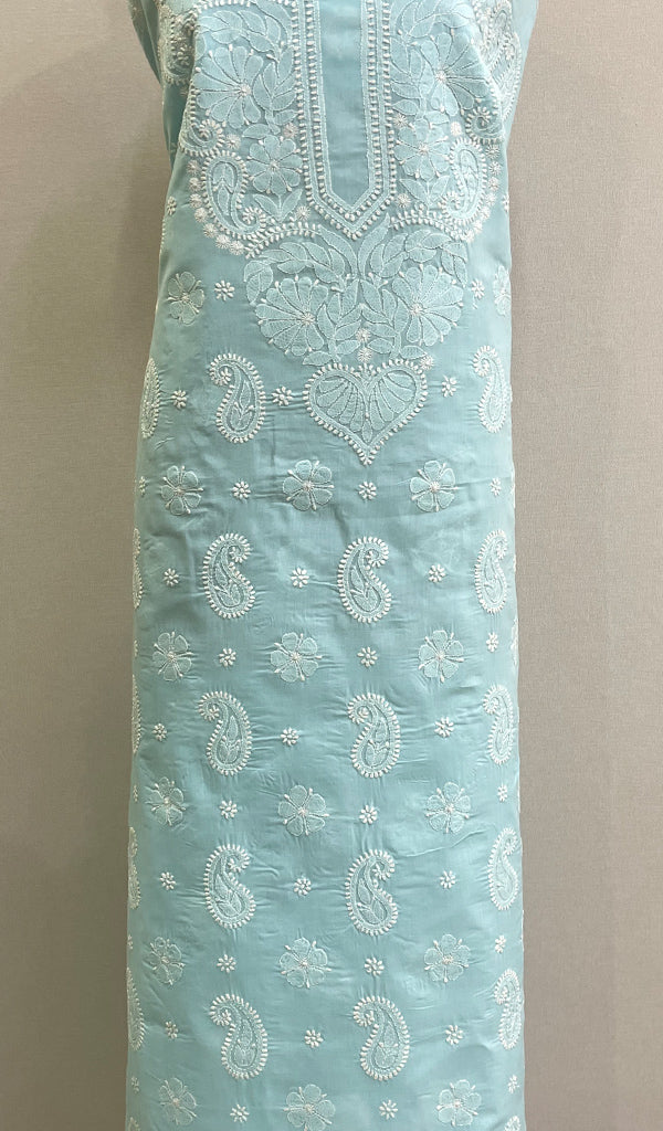 Women's Lakhnavi Handcrafted Cotton Chikankari Unstitched Kurti Fabric - HONC0194861