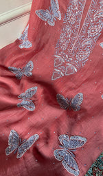 将图像加载到图库查看器中， Titlee Women's Lakhnavi Handcrafted Mul Chanderi Unstitched Chikankari Full Suit Material - HONC0312077