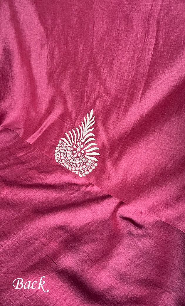 Lucknowi Handcrafted Chanderi Silk Chikankari Unstitched Unisex Kurta Fabric - HONC0268120