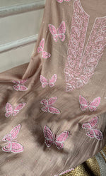 将图像加载到图库查看器中， Women&#39;s Lakhnavi Handcrafted Mul Chanderi Unstitched Kurta And Dupatta Set - HONC0302246
