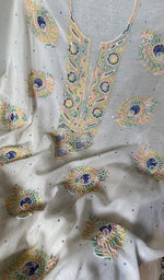 Load image into Gallery viewer, Women's Lakhnavi Handcrafted Mul Chanderi Unstitched Kurta And Dupatta Set - HONC0751469