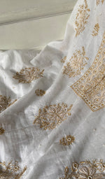 Load image into Gallery viewer, Women's Lakhnavi Handcrafted Mul Chanderi Unstitched Kurta And Dupatta Set - HONC0329227