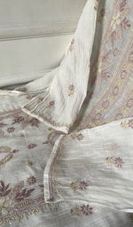 Load image into Gallery viewer, Women's Lakhnavi Handcrafted Mul Chanderi Semi - stitched Kurta And Dupatta Set- HONC0314870