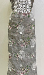 Load image into Gallery viewer, Women&#39;s Lakhnavi Handcrafted Organza Chikankari Unstitched Kurti Fabric - HONC0165688