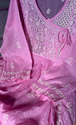 Load image into Gallery viewer, Women's Lakhnavi Handcrafted Mul Chanderi Semi - Stitched Angrakha And Dupatta Set- HONC0281944