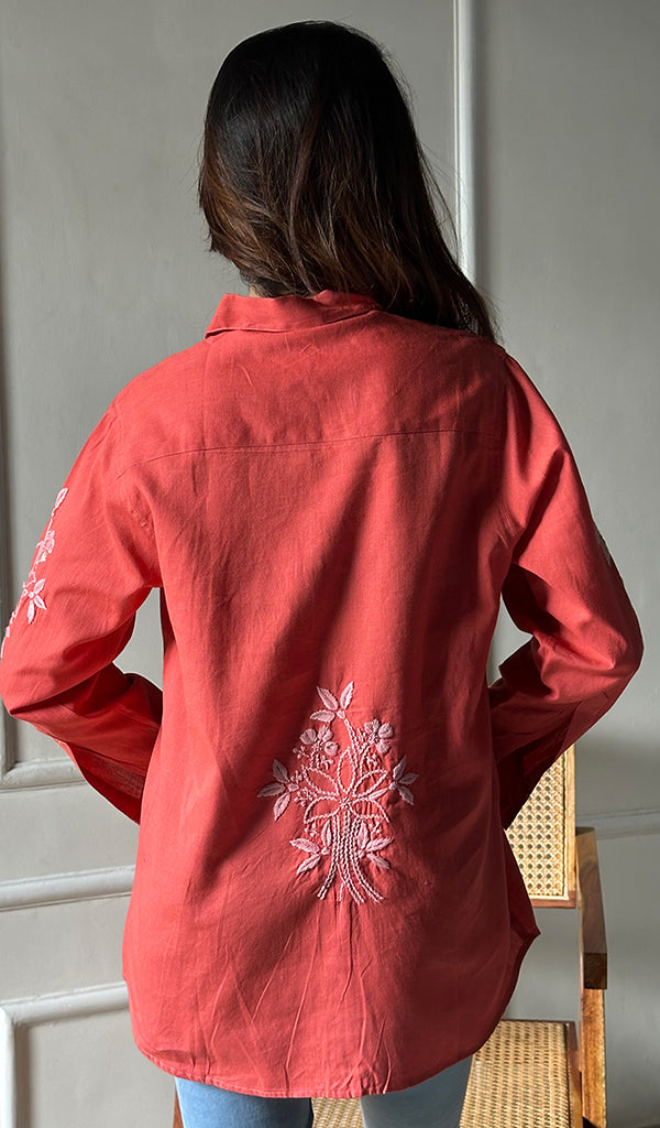 Women's Lucknowi Handcrafted Slub Cotton Chikankari Top - HONC0299146
