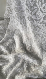 Load image into Gallery viewer, Women's Lucknowi Handcrafted Viscose Georgette Unstitched Chikankari Kurta and Dupatta Set- HONC0341387