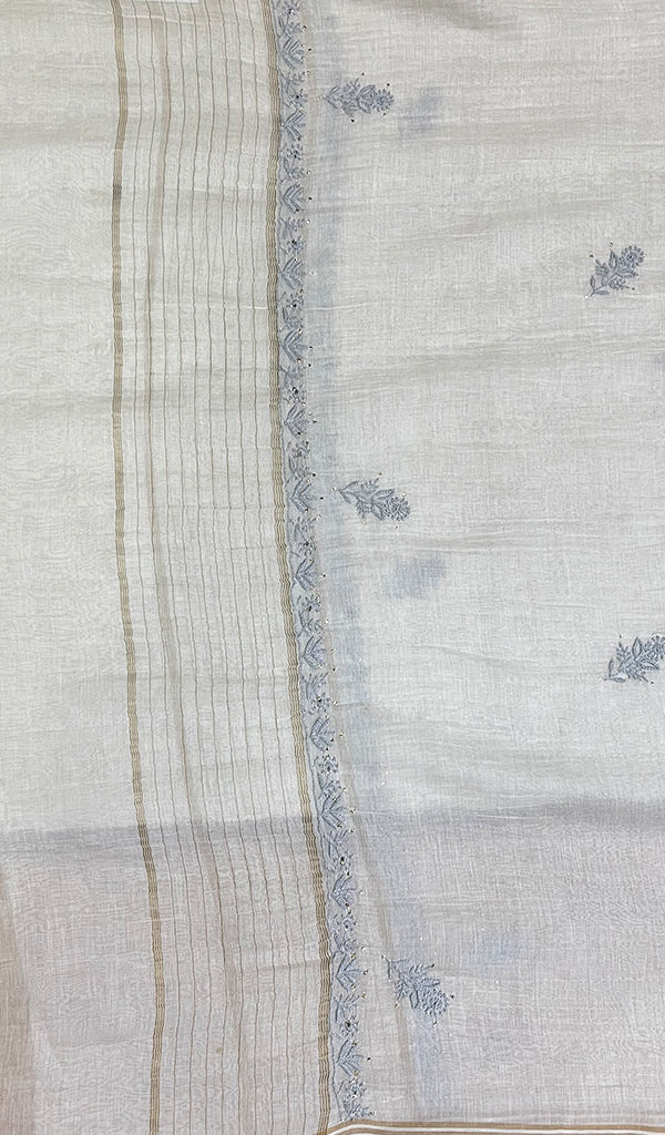 Women's Lakhnavi Handcrafted Mul Chanderi Chikankari Dupatta - Honc0135705