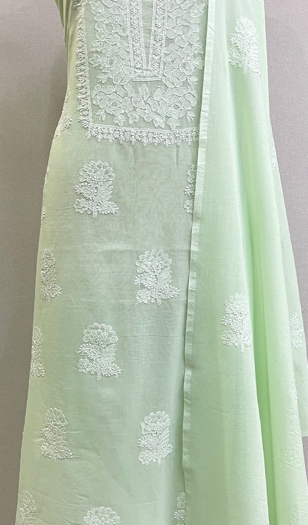 Women's Lakhnavi Handcrafted Cotton Chikankari Kurta And Dupatta Set - HONC0212218