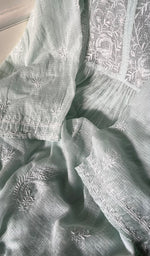 Load image into Gallery viewer, Sehmat Women&#39;s Lakhnavi Handcrafted Kota Cotton  Semi -Stitched Kurta And Dupatta Set- HONC0294488
