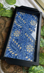 Load image into Gallery viewer, Handcrafted Chikankari Tray with Two Coasters – Wooden Frame - HONC0313523
