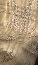 Load image into Gallery viewer, Irum Women&#39;s Lakhnavi Handcrafted Mul Chanderi Unstitched Kurta And Dupatta Set - HONC0297202
