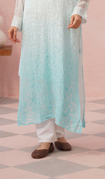 将图像加载到图库查看器中， Women's Lakhnavi Handcrafted Viscose Georgette Chikankari Kurti - HONC05594464