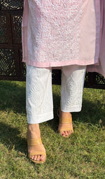 Load image into Gallery viewer, Women&#39;s Lucknowi Handcrafted Linen Cotton Chikankari Pant - HONC0260163
