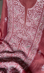 Load image into Gallery viewer, Women&#39;s Lakhnavi Handcrafted Pure Organza Chikankari Unstitched Kurta And Dupatta Set- HONC0309611
