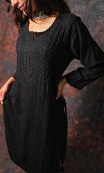 Load image into Gallery viewer, Women&#39;s Lucknowi Handcrafted Modal Cotton Chikankari Kurti - HONC0327115
