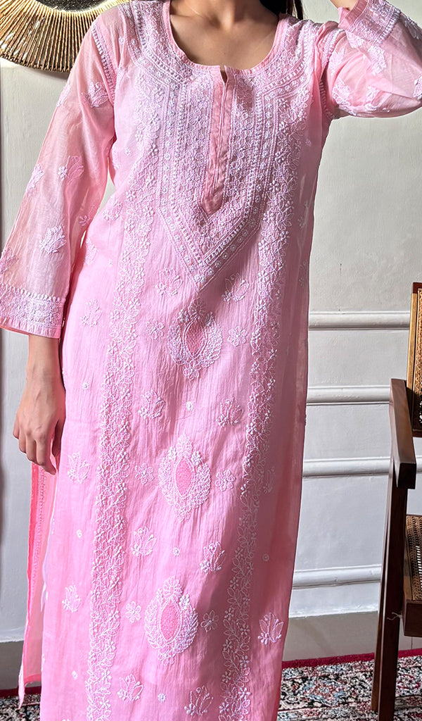 Women's Lakhnavi Handcrafted Cotton Chikankari Kurti - HONC0357548