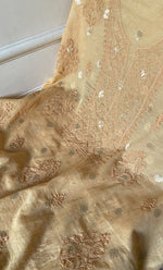 Load image into Gallery viewer, Women's Lakhnavi Handcrafted Mul Chanderi Unstitched Chikankari Full Suit Material - HONC0316860