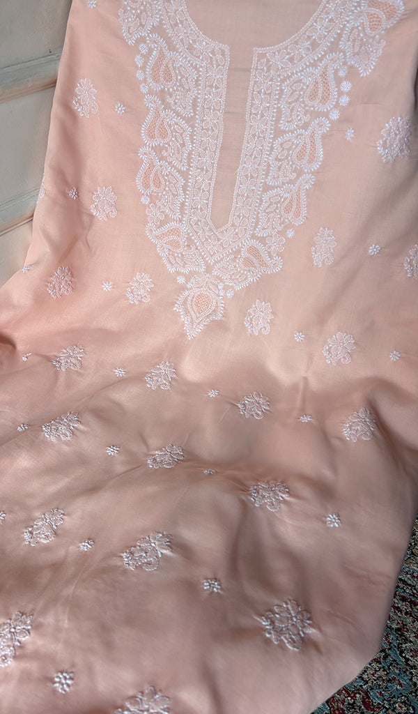 Women's Lakhnavi Handcrafted Cotton Unstitched Chikankari Suit Material - HONC0374500