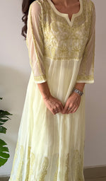 Load image into Gallery viewer, Humaira Women's Lakhanvi Handcrafted Faux-Georgette Chikankari Dress - HONC05080