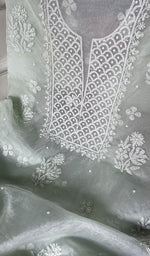 Load image into Gallery viewer, Women&#39;s Lakhnavi Handcrafted Organza Chikankari Unstitched Full Suit Material - HONC02712100
