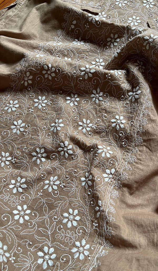 Women's Lakhnavi Handcrafted Cotton  Chikankari Kurti- HONC0300989