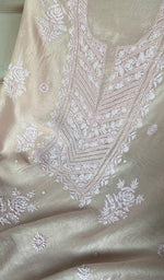 Load image into Gallery viewer, Women's Lakhnavi Handcrafted Mul Chanderi Unstitched Chikankari Full Suit Material - HONC0298566