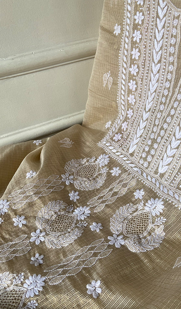 Naaz Women's Lucknowi Handcrafted Kota Chanderi Chikankari Kurta And Dupatta Set - HONC0314066