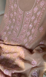 将图像加载到图库查看器中， Women&#39;s Lakhnavi Handcrafted Mul Chanderi UnStitched Kurta And Dupatta Set - HONC0302252
