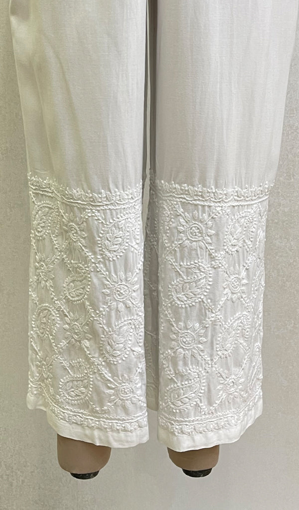 Lucknowi Handcrafted Rayon Chikankari Palazzo - HONC0141115