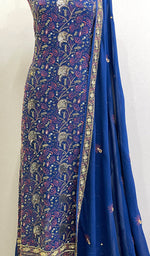 Load image into Gallery viewer, Women&#39;s Lakhnavi Handcrafted Pure Silk Georgette Chikankari Kurta And Dupatta Set- HONC0174222
