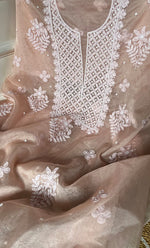 Load image into Gallery viewer, Women&#39;s Lakhnavi Handcrafted Organza Chikankari Unstitched Full Suit Material - HONC0277566
