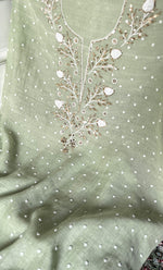 Load image into Gallery viewer, Women's Lakhnavi Handcrafted Mul Chanderi Unstitched Chikankari Full Suit Material - HONC0311949
